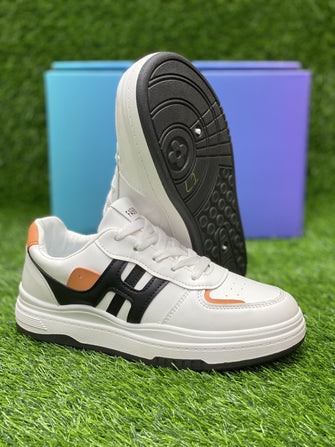 Fashion - Flatboard Sneakers , Spring Casual - White Black