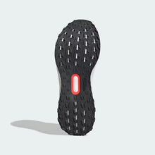 Grey Black Adidas Ultraboost 5 TR Shoe sole with red accent on a light gray background