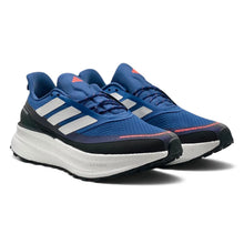 A pair of Royal Blue White Adidas Ultraboost 5 TR Shoes featuring the signature three stripes and a thick white midsole, set against a plain white background.