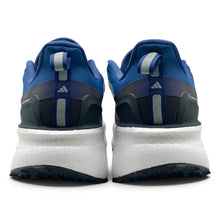 Rear view of a pair ofRoyal Blue White Adidas Ultraboost 5 TR Shoes with a thick white midsole and black outsole, shown against a plain white background.