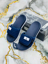 Royal Blue Lite Unisex Pocket Slides with white contrast sole edge
