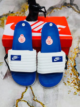 Royal Blue Nike Offcourt Adjust Unisex Slides with white padded zip strap