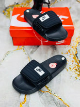 Triple Black Nike Offcourt Adjust Unisex Slides with black padded zip strap