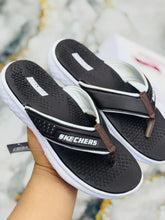 Brown Skechers GoWalk ArchFit Unisex Flip Flops with white midsole